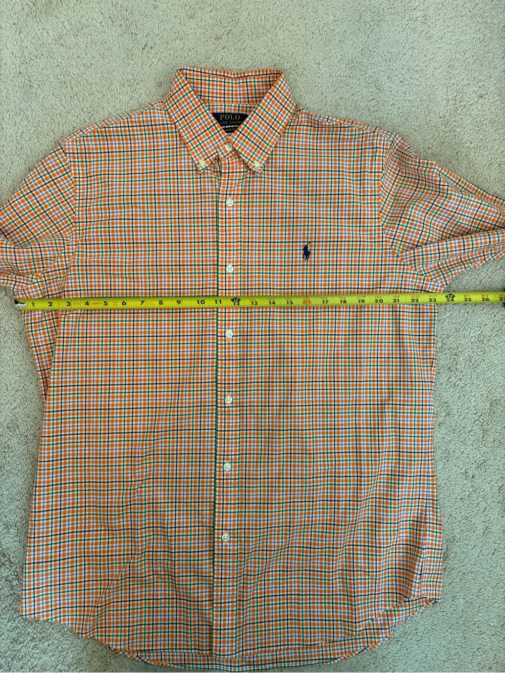 Polo Ralph Lauren Classic Fit Men's Long Sleeve Button Down Shirt Size L Orange